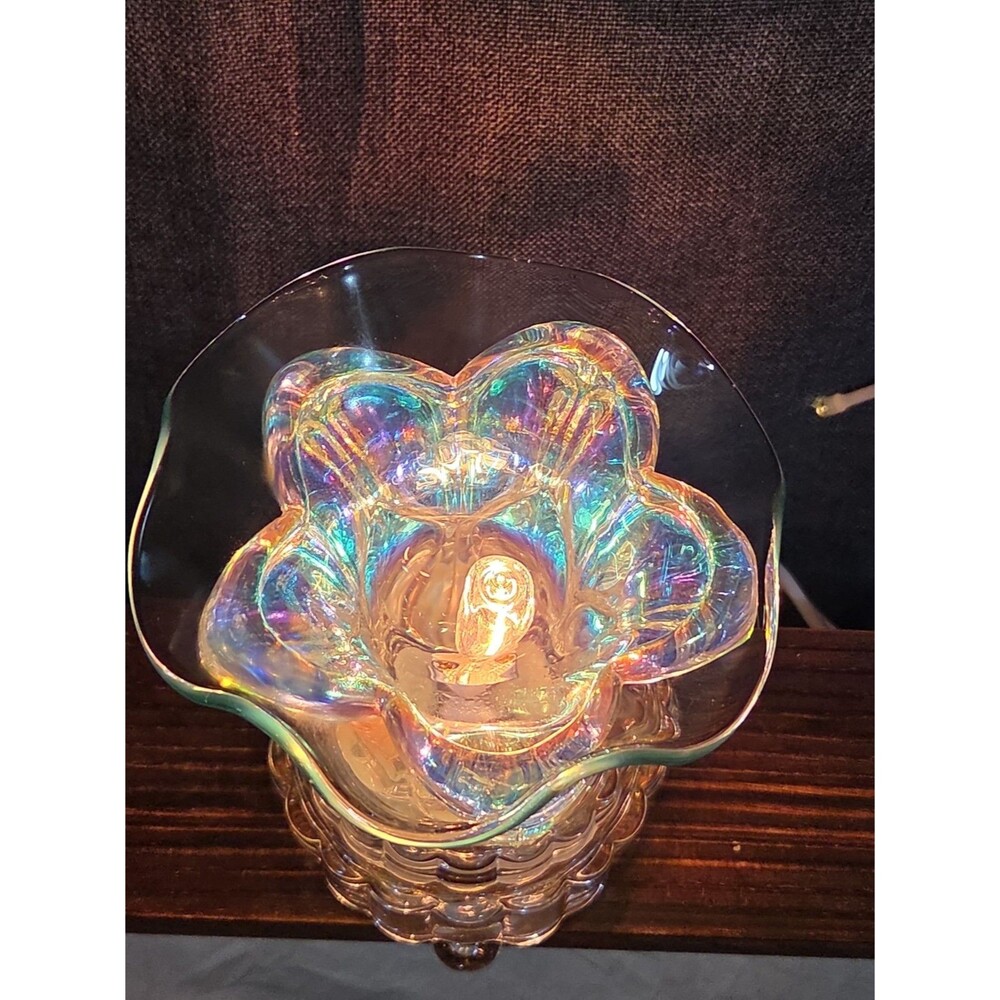 Iridescent Glass Hibiscus Electric Wax Warmer Fragrance Lamp - Picture 15 of 16